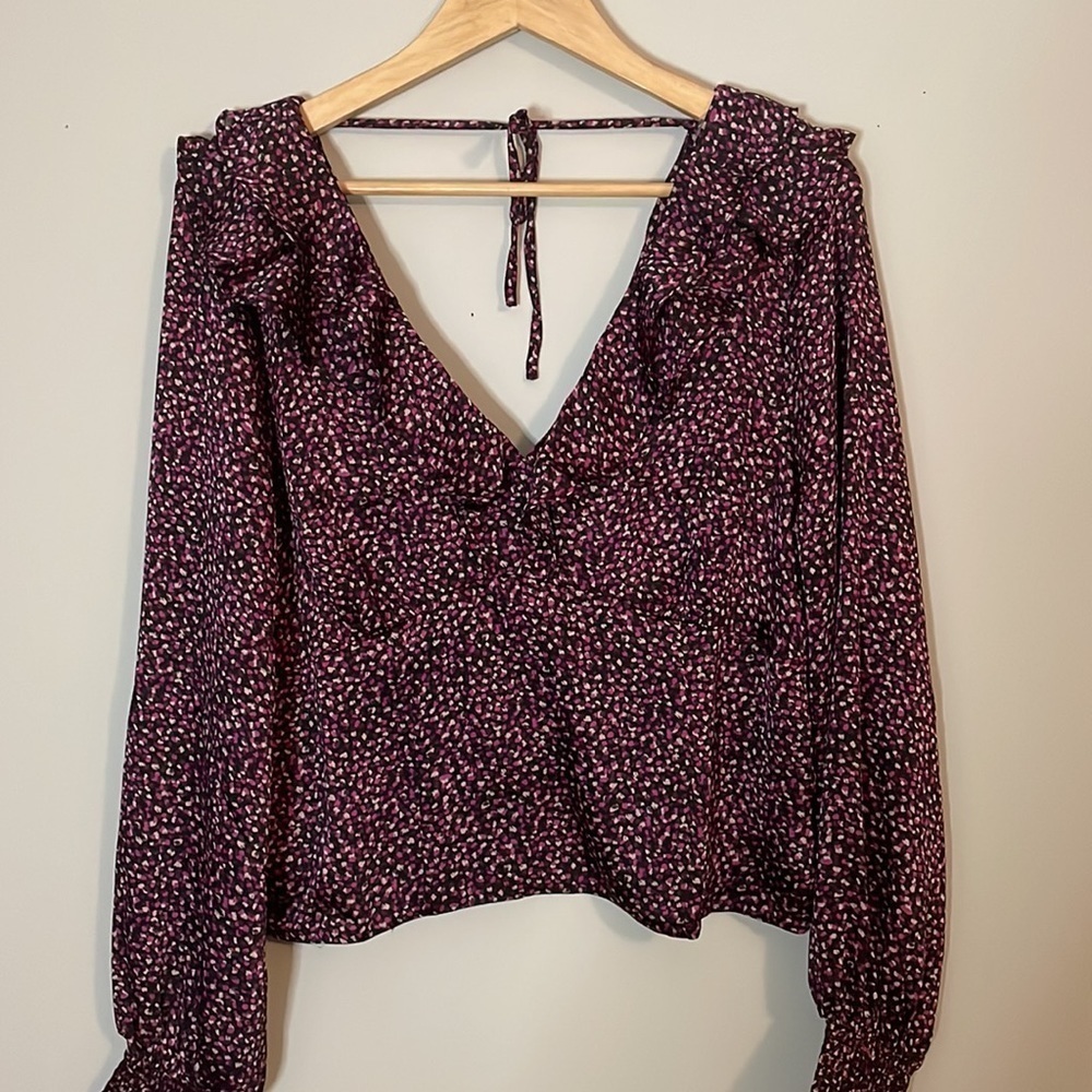 V-Neck Blouse with Smocked Back New with tag